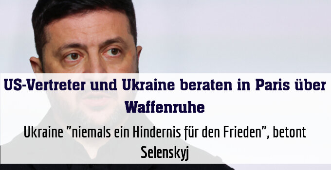 Ukraine "niemals ein Hindernis für den Frieden", betont Selenskyj