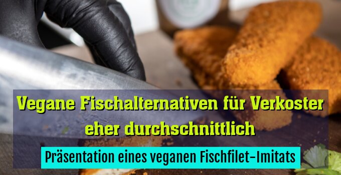Präsentation eines veganen Fischfilet-Imitats