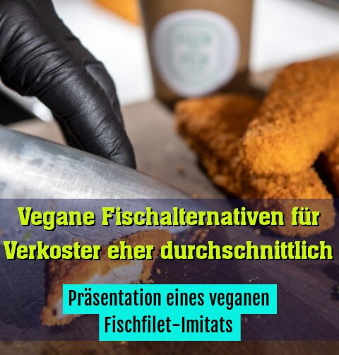 Präsentation eines veganen Fischfilet-Imitats