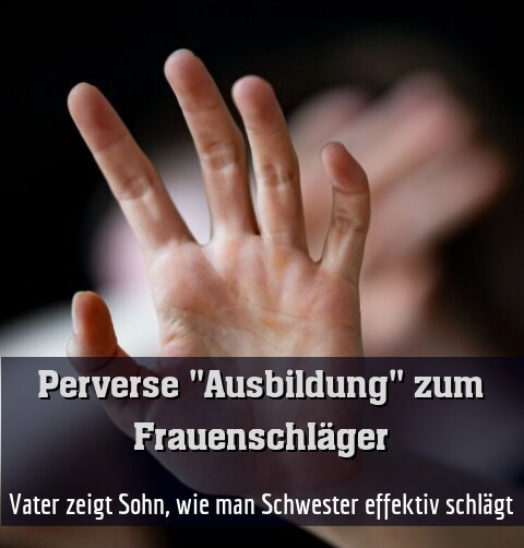 Vater zeigt Sohn, wie man Schwester effektiv schlägt