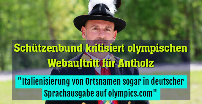 "Italienisierung von Ortsnamen sogar in deutscher Sprachausgabe auf olympics.com"