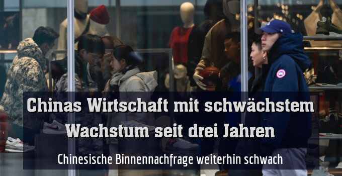 Chinesische Binnennachfrage weiterhin schwach