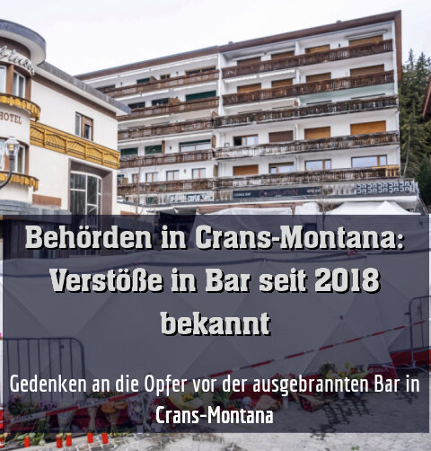 Gedenken an die Opfer vor der ausgebrannten Bar in Crans-Montana
