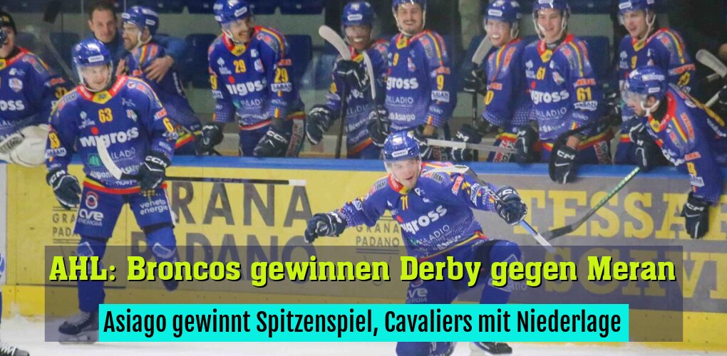 Asiago gewinnt Spitzenspiel, Cavaliers mit Niederlage
