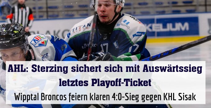 Wipptal Broncos feiern klaren 4:0-Sieg gegen KHL Sisak