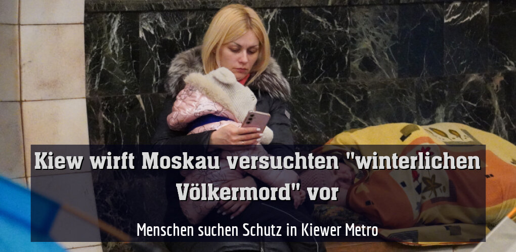 Menschen suchen Schutz in Kiewer Metro