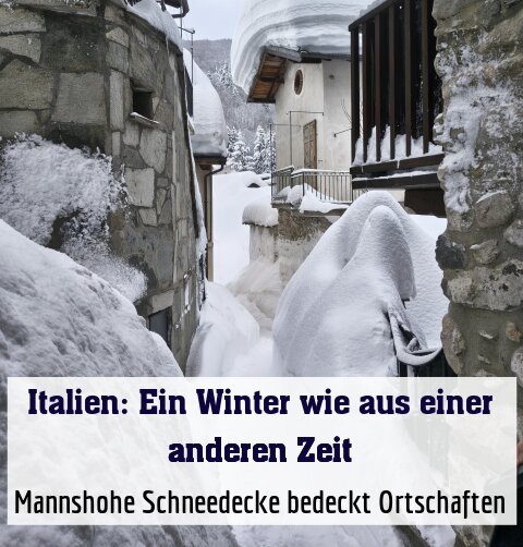 Mannshohe Schneedecke bedeckt Ortschaften