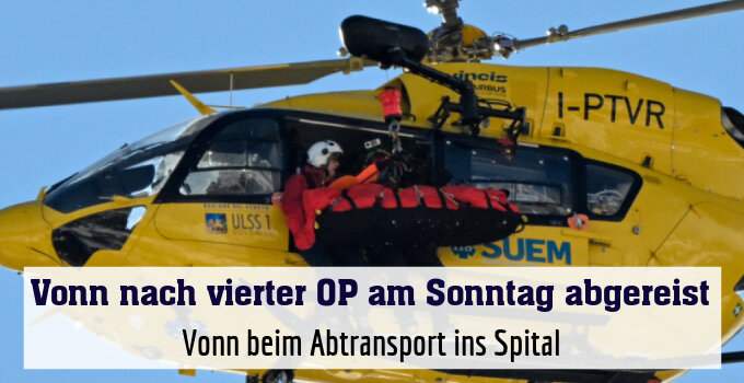 Vonn beim Abtransport ins Spital