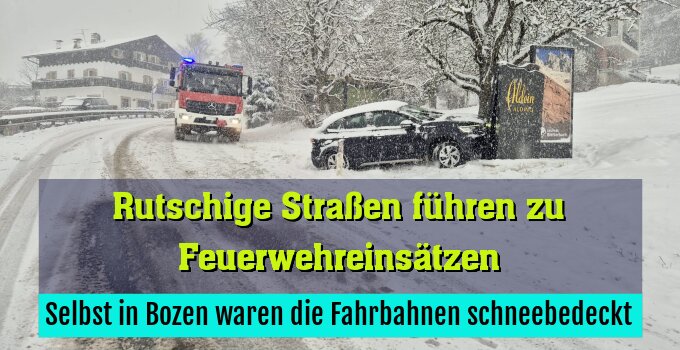 Selbst in Bozen waren die Fahrbahnen schneebedeckt