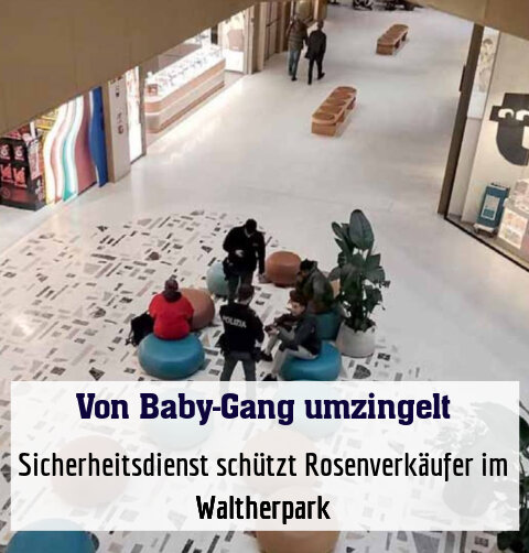 Sicherheitsdienst schützt Rosenverkäufer im Waltherpark