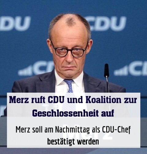 Merz soll am Nachmittag als CDU-Chef bestätigt werden