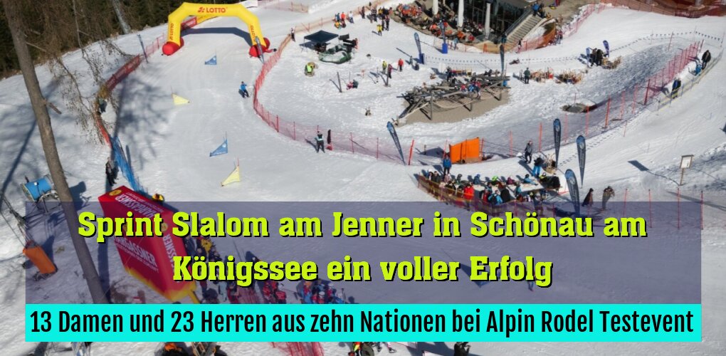 13 Damen und 23 Herren aus zehn Nationen bei Alpin Rodel Testevent