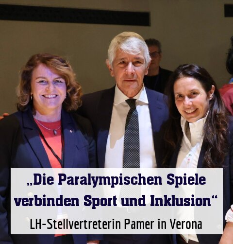 Landeshauptmannstellvertreterin Pamer bei Empfang von Ministerin Locatelli und Sportminister Abodi in Verona