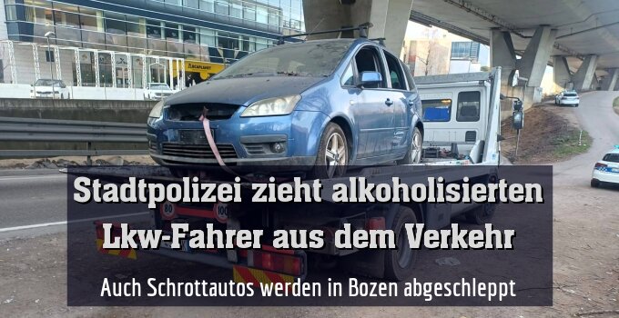 Auch Schrottautos werden in Bozen abgeschleppt