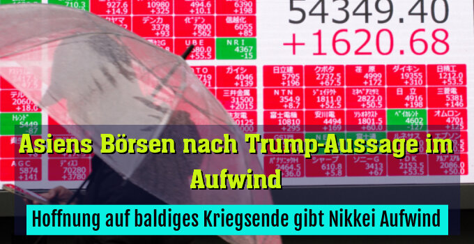 Hoffnung auf baldiges Kriegsende gibt Nikkei Aufwind