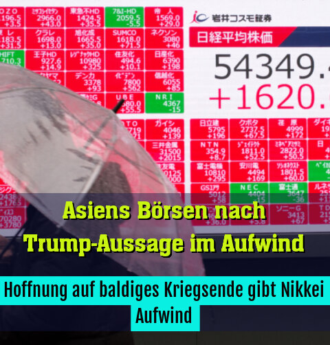 Hoffnung auf baldiges Kriegsende gibt Nikkei Aufwind