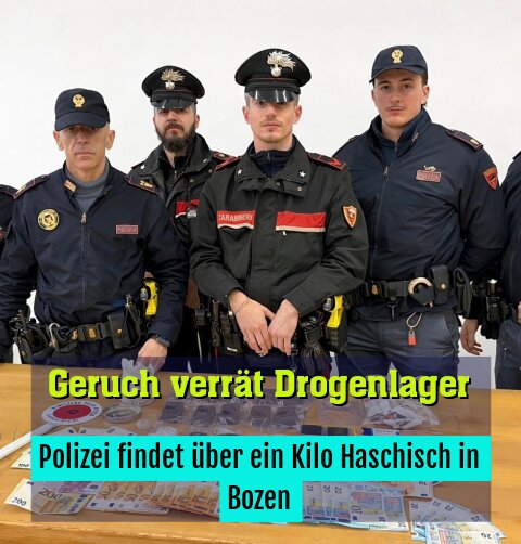 Polizei findet über ein Kilo Haschisch in Bozen