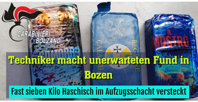Fast sieben Kilo Haschisch im Aufzugsschacht versteckt