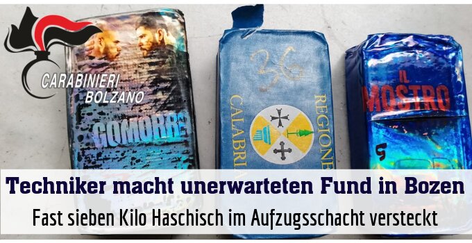 Fast sieben Kilo Haschisch im Aufzugsschacht versteckt