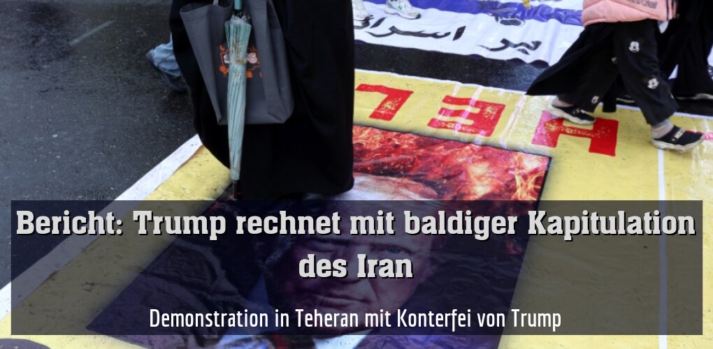 Demonstration in Teheran mit Konterfei von Trump