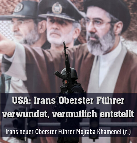 Irans neuer Oberster Führer Mojtaba Khamenei (r.)