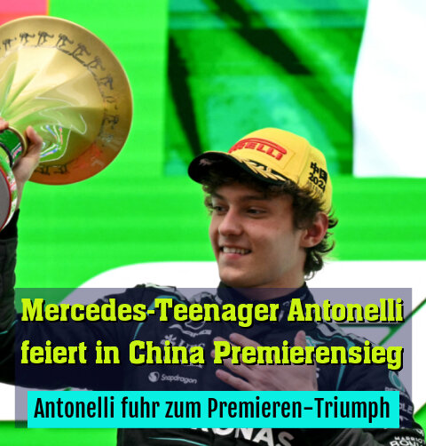 Antonelli mit dem Siegerpokal