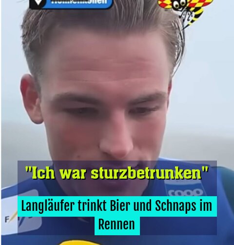 Langläufer trinkt Bier und Schnaps im Rennen