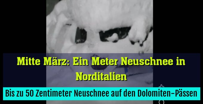 Bis zu 50 Zentimeter Neuschnee auf den Dolomiten-Pässen