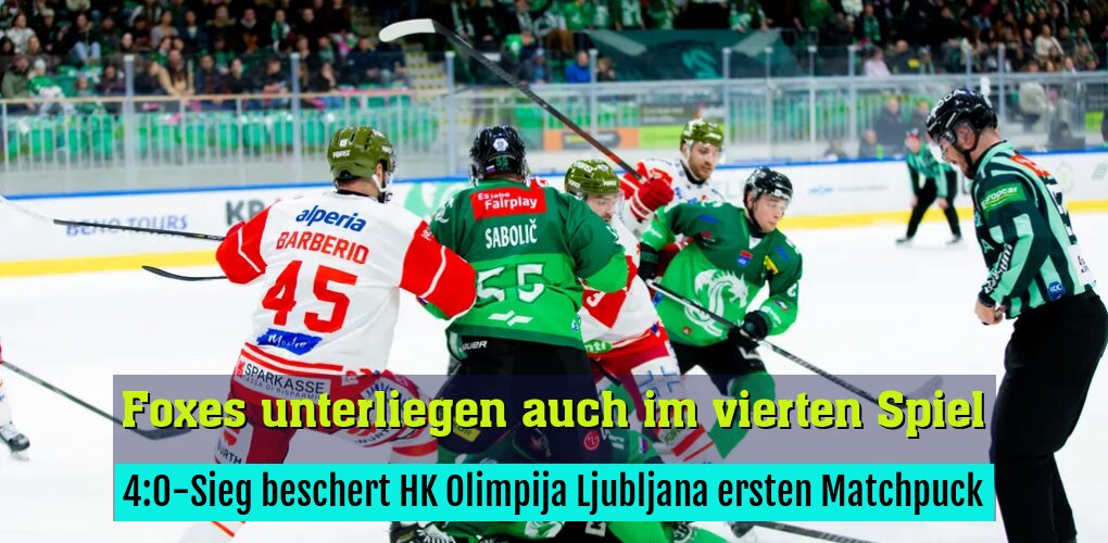 4:0-Sieg beschert HK Olimpija Ljubljana ersten Matchpuck