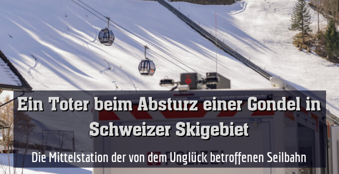 Das Einsatzleitungsfahrzeug der Polizei an der Talstation in Engelberg