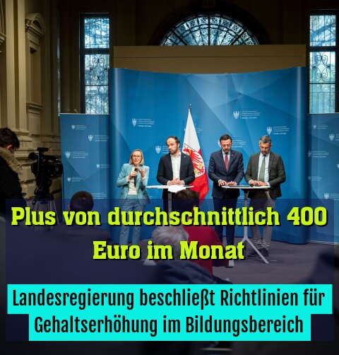 Landesregierung beschließt Richtlinien für Gehaltserhöhung im Bildungsbereich