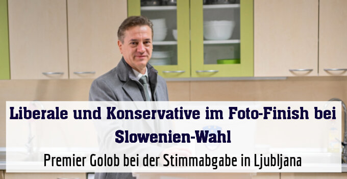 Premier Golob bei der Stimmabgabe in Ljubljana