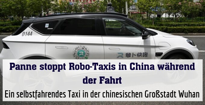 Ein selbstfahrendes Taxi in der chinesischen Großstadt Wuhan