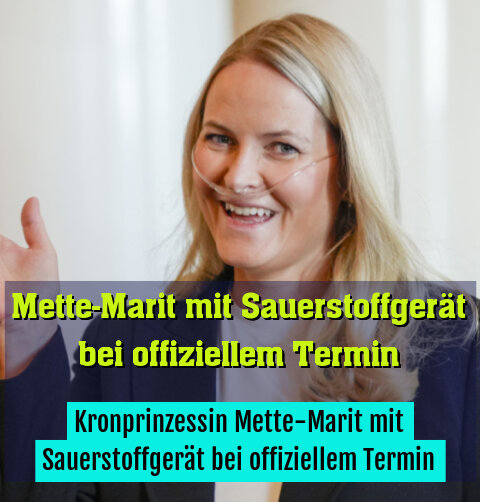 Kronprinzessin Mette-Marit mit Sauerstoffgerät bei offiziellem Termin