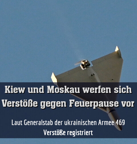 Laut Generalstab der ukrainischen Armee 469 Verstöße registriert