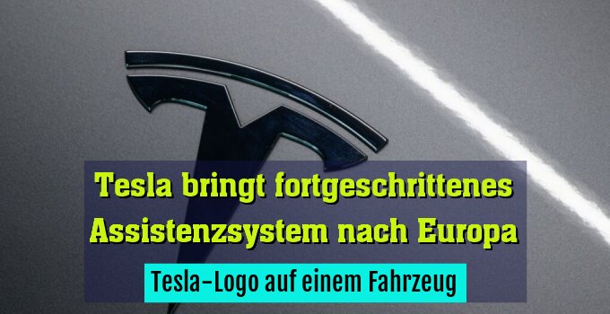 Tesla-Logo auf einem Fahrzeug