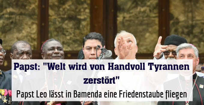 Papst Leo lässt in Bamenda eine Friedenstaube fliegen
