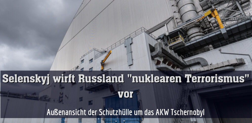 Außenansicht der Schutzhülle um das AKW Tschernobyl