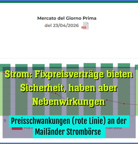 Preisschwankungen (rote Linie) an der Mailänder Strombörse 