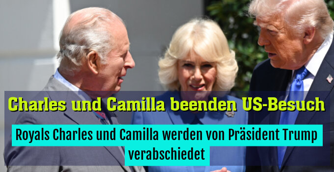 Royals Charles und Camilla werden von Präsident Trump verabschiedet