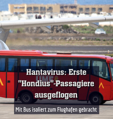 Mit Bus isoliert zum Flughafen gebracht