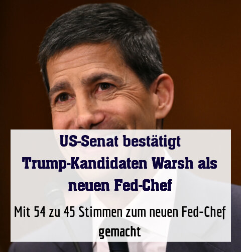Mit 54 zu 45 Stimmen zum neuen Fed-Chef gemacht