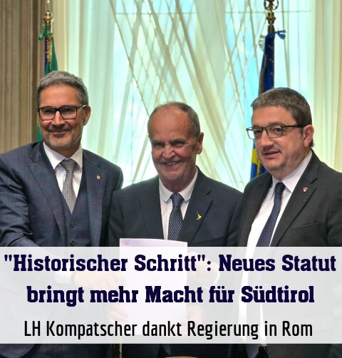 LH Kompatscher dankt Regierung in Rom 