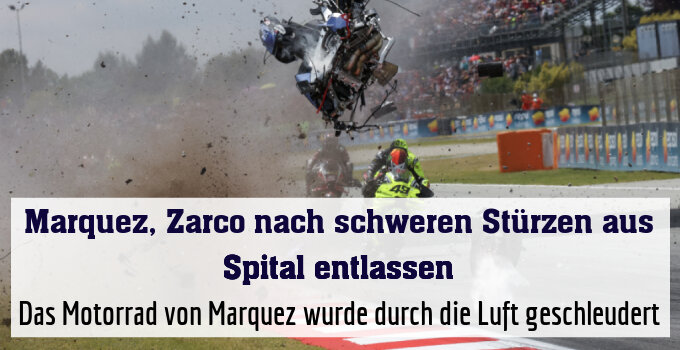 Das Motorrad von Marquez wurde durch die Luft geschleudert