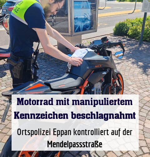 Ortspolizei Eppan kontrolliert auf der Mendelpassstraße