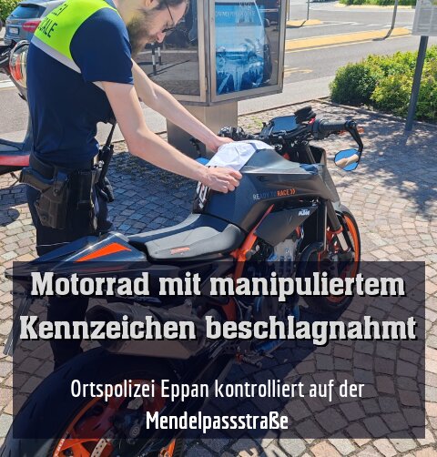 Ortspolizei Eppan kontrolliert auf der Mendelpassstraße