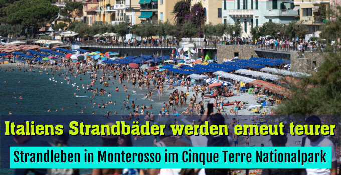 Strandleben in Monterosso im Cinque Terre Nationalpark