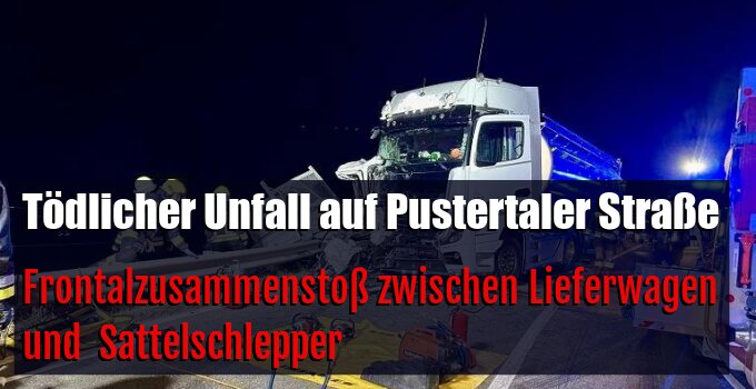 Frontalzusammenstoß zwischen Lieferwagen und  Sattelschlepper