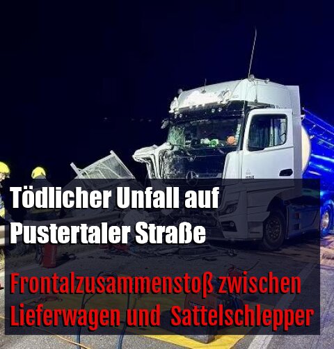 Frontalzusammenstoß zwischen Lieferwagen und  Sattelschlepper