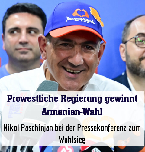 Nikol Paschinjan bei der Pressekonferenz zum Wahlsieg
